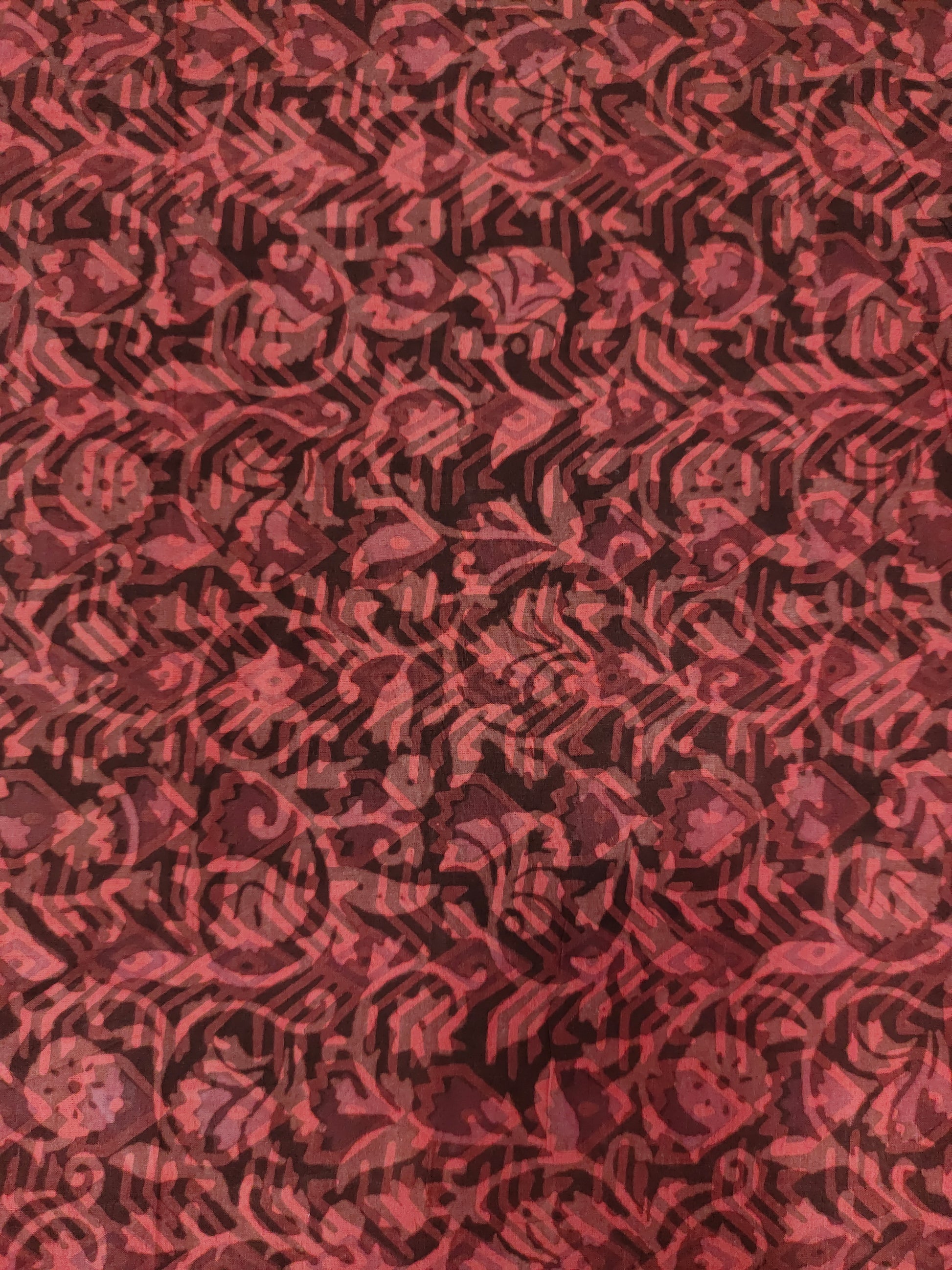 Cotton multi dabu hand block print in maroon color.