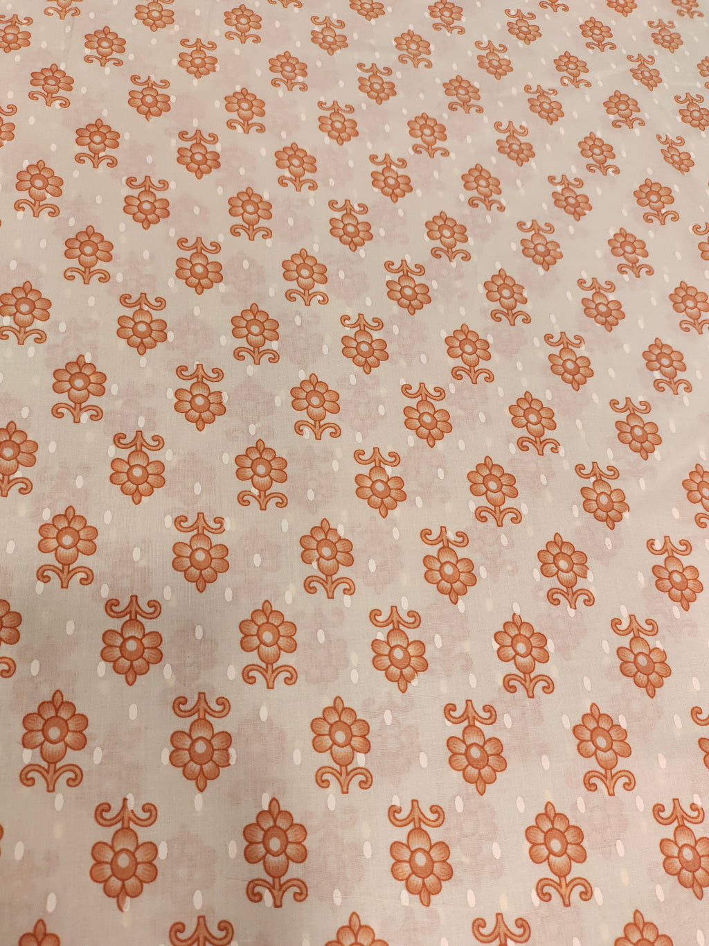 Cream Cotton fabric with small peach floral print