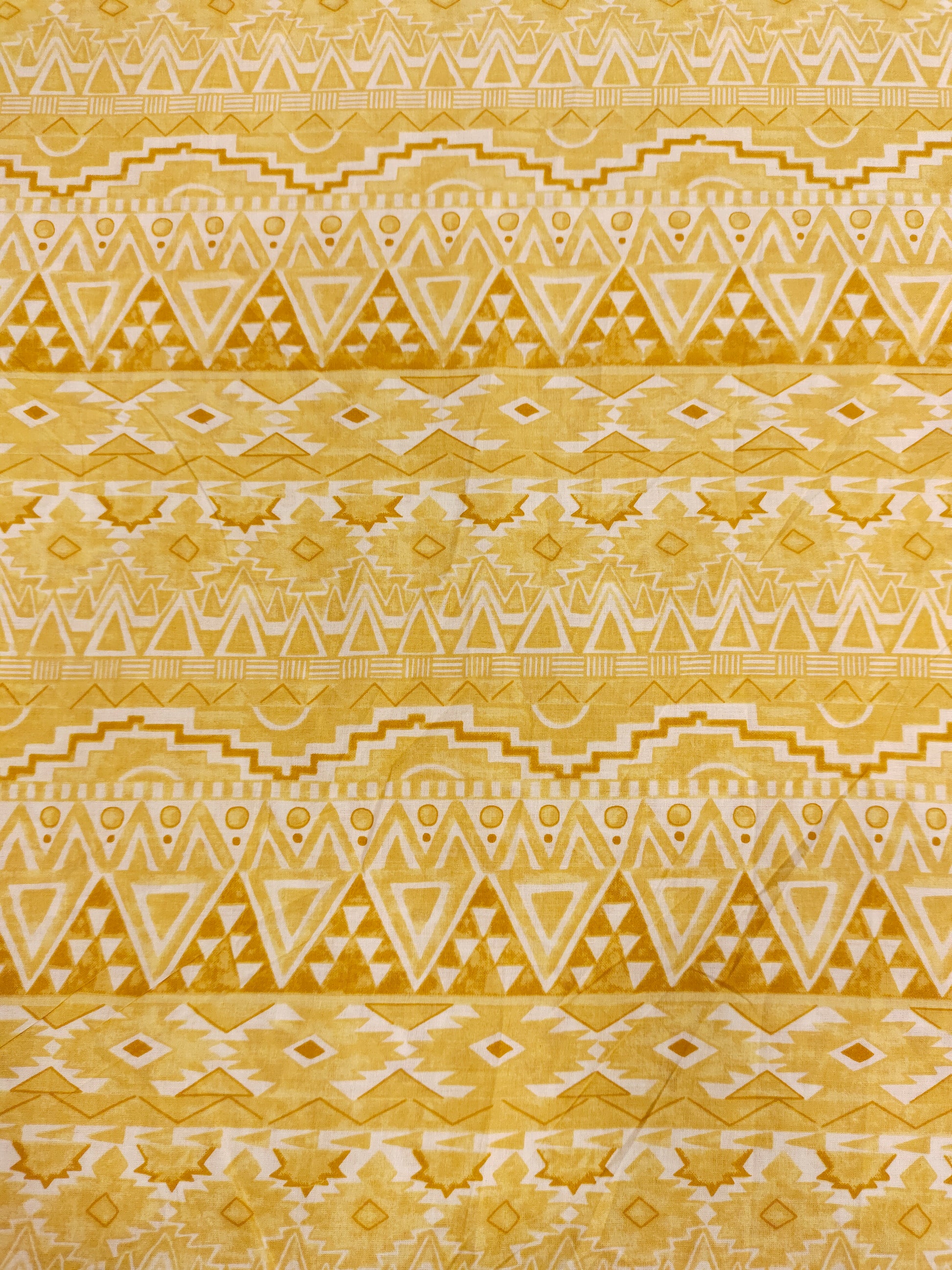 Yellow jaipur cotton screen print in stripes.