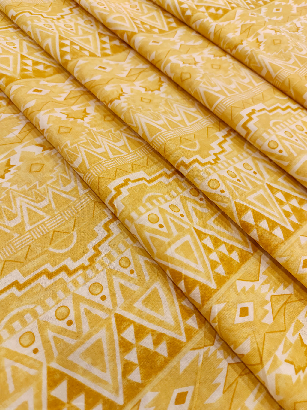 Yellow jaipur cotton screen print in stripes.
